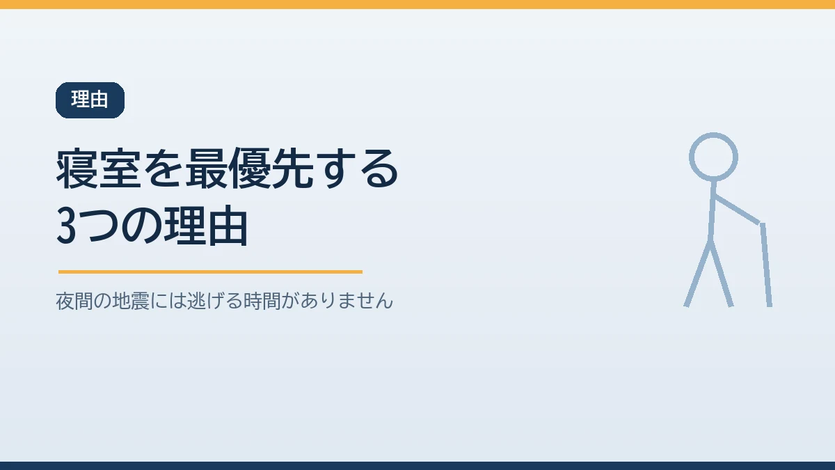 寝室の家具固定を最優先すべき3つの理由を示すバナー画像