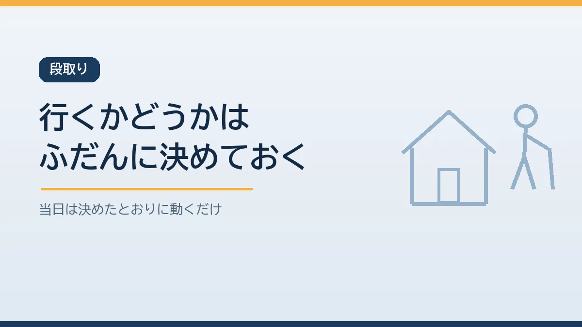 避難を拒否する親とは行き先と合図と持ち物を平常時に決めておき当日は決めたとおりに動くだけにする段取りを示すバナー画像