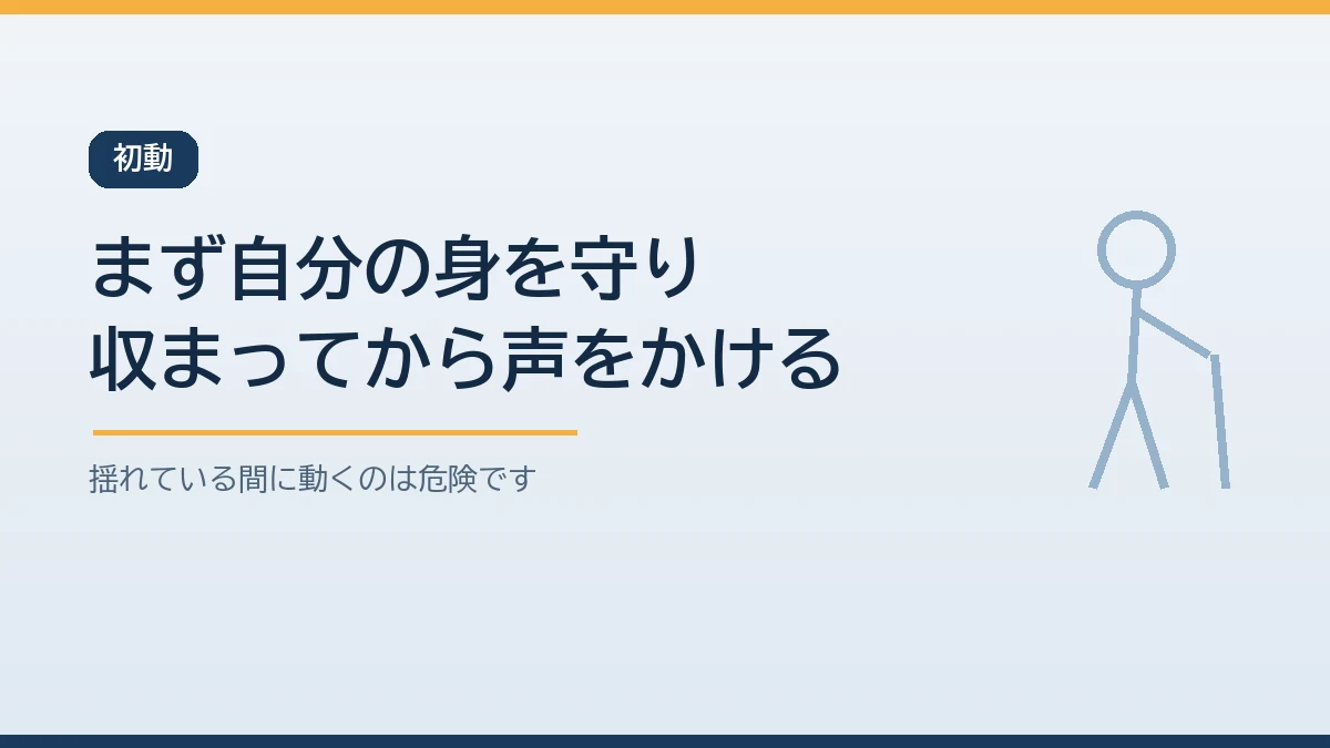 夜中の地震ではまず自分の身を守り揺れが収まってから声をかけることを示すバナー画像